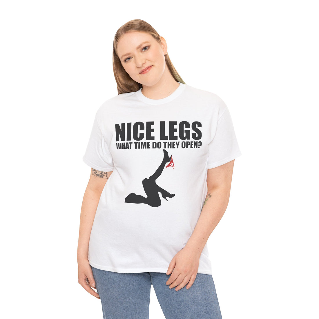 Nice Legs What Time Do They Open? Unisex Heavy Cotton Tee