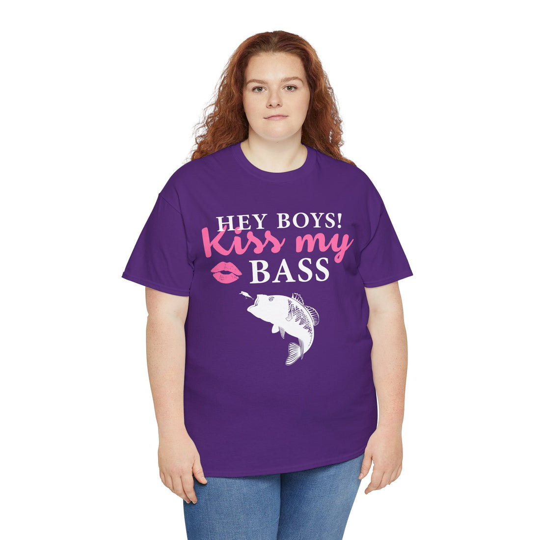 Hey Boys Kiss My Bass Unisex Heavy Cotton Tee