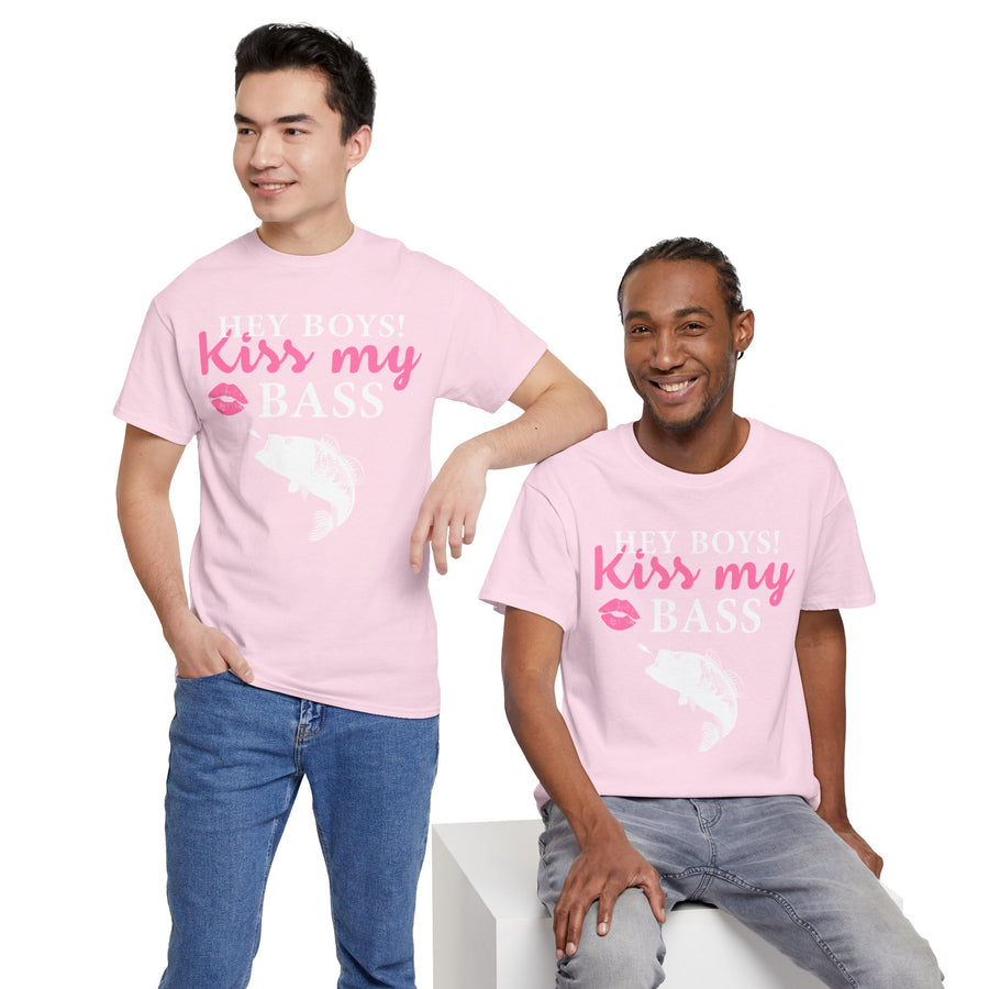 Hey Boys Kiss My Bass Unisex Heavy Cotton Tee