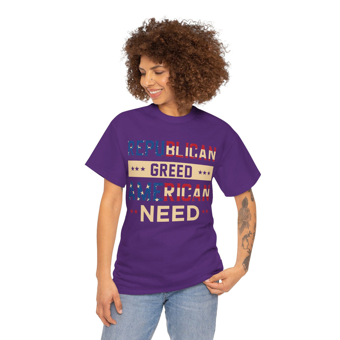 Republican Greed American Need Unisex Heavy Cotton Tee