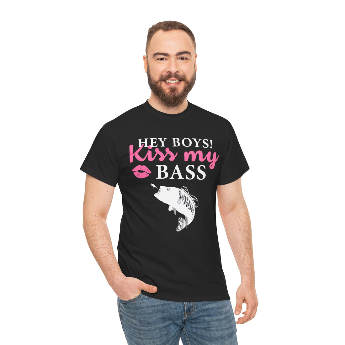 Hey Boys Kiss My Bass Unisex Heavy Cotton Tee