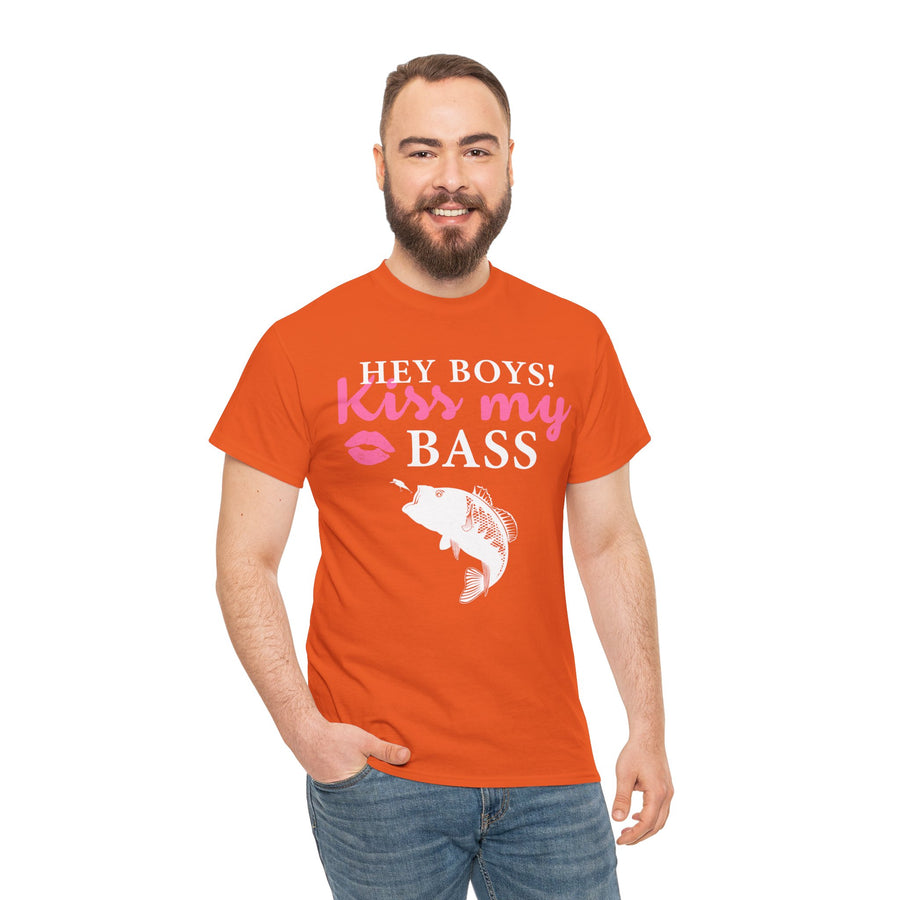 Hey Boys Kiss My Bass Unisex Heavy Cotton Tee