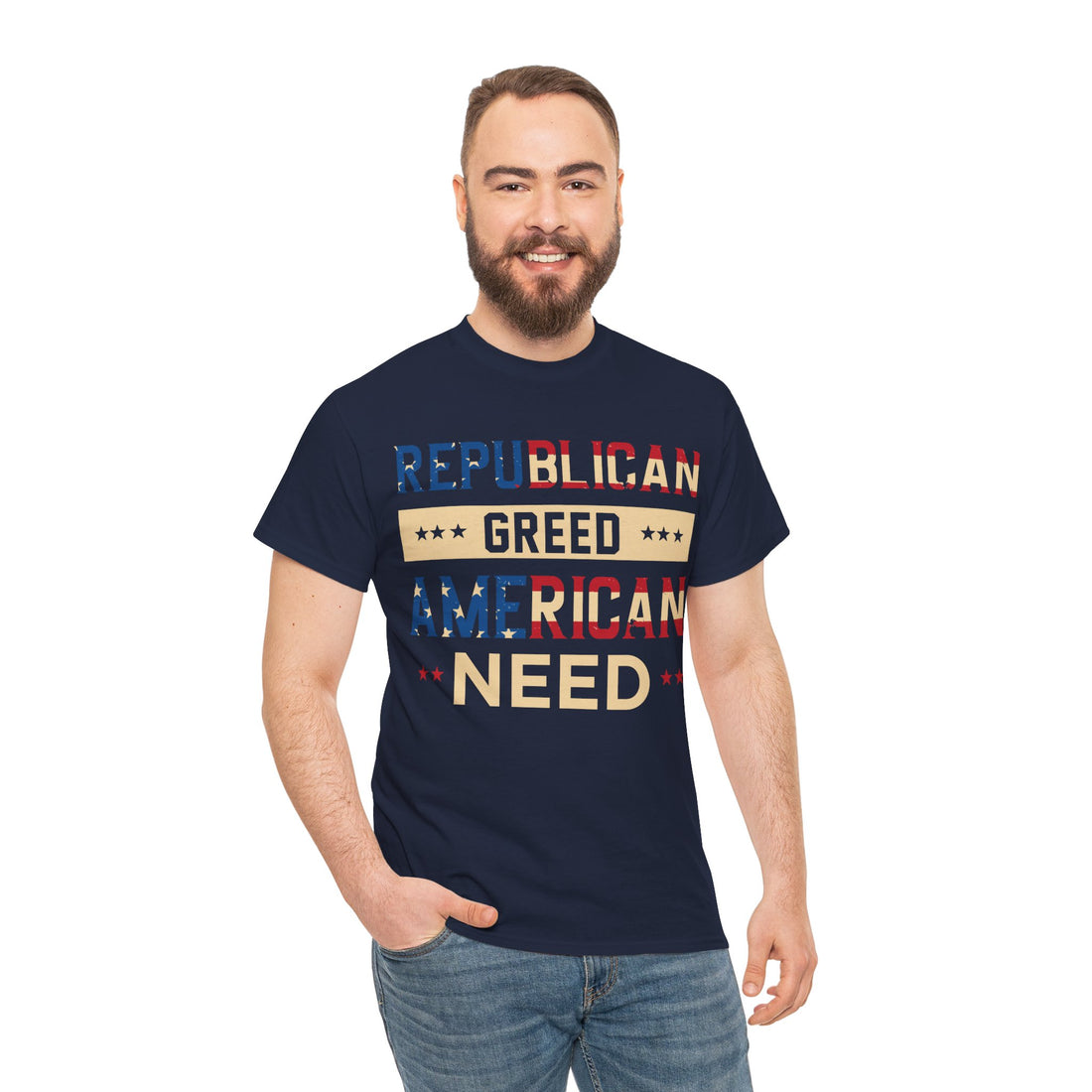 Republican Greed American Need Unisex Heavy Cotton Tee