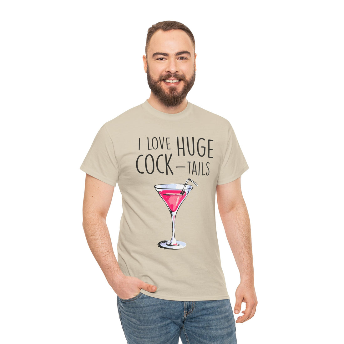 I Love Huge Cock Tails Unisex Heavy Cotton Tee