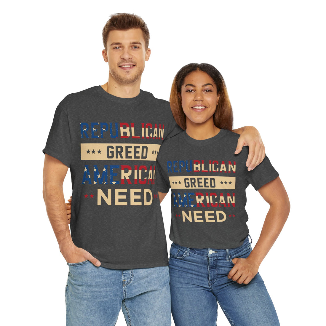 Republican Greed American Need Unisex Heavy Cotton Tee