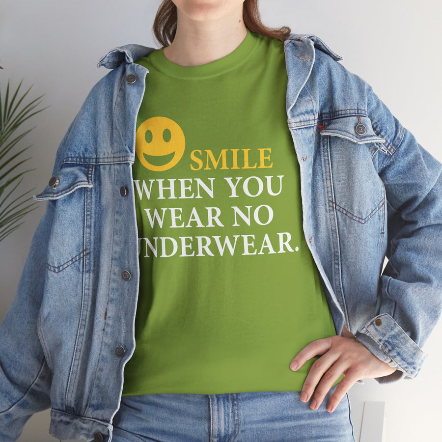 Smile When You Wear No Underwear Unisex Heavy Cotton Tee