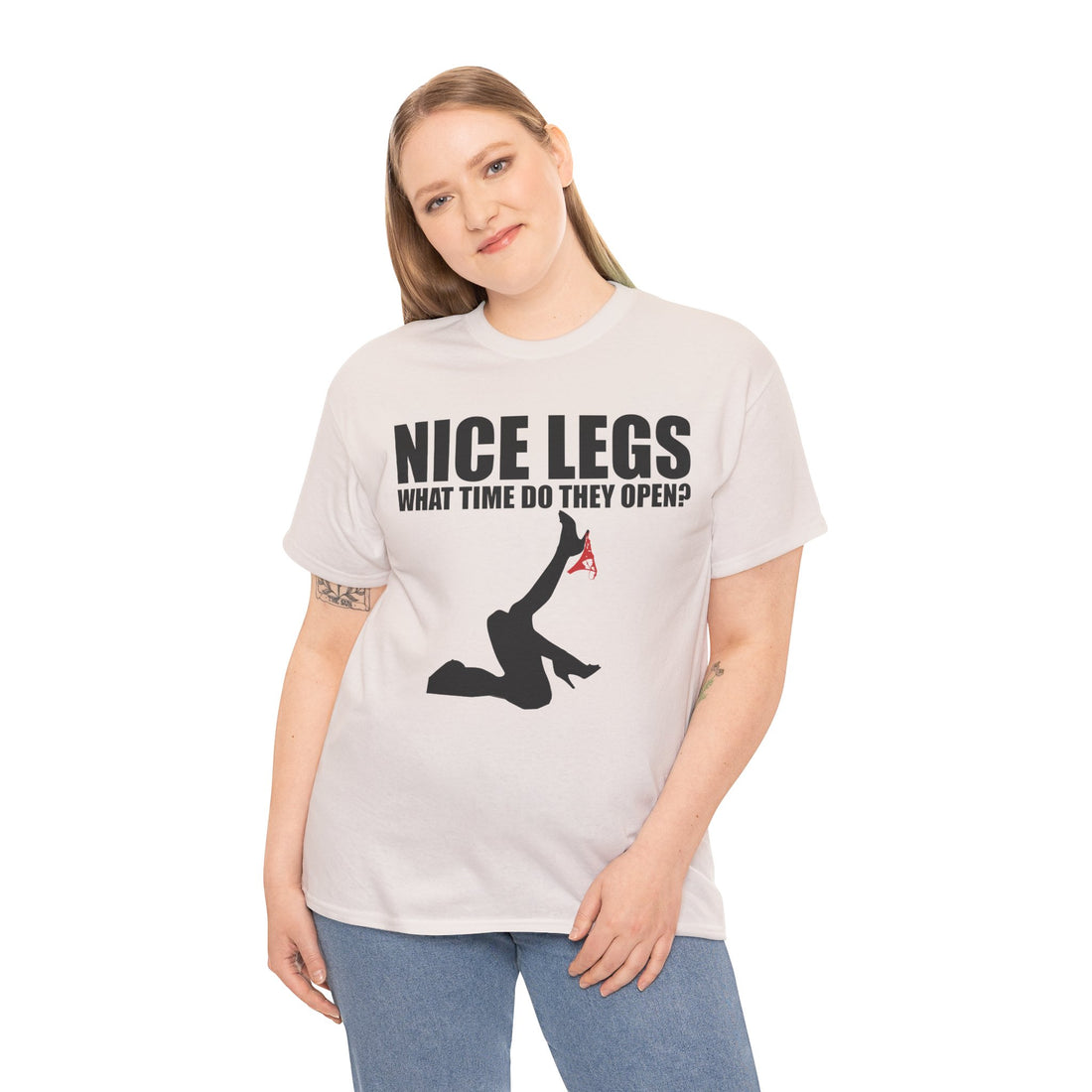 Nice Legs What Time Do They Open? Unisex Heavy Cotton Tee