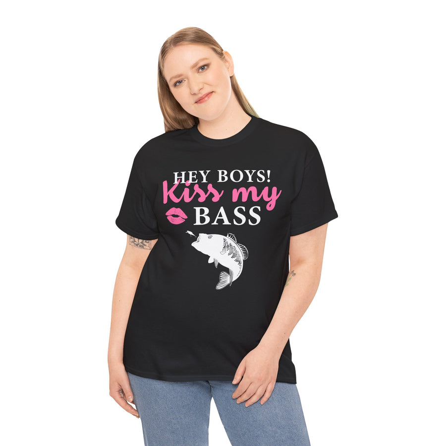 Hey Boys Kiss My Bass Unisex Heavy Cotton Tee