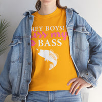 Hey Boys Kiss My Bass Unisex Heavy Cotton Tee