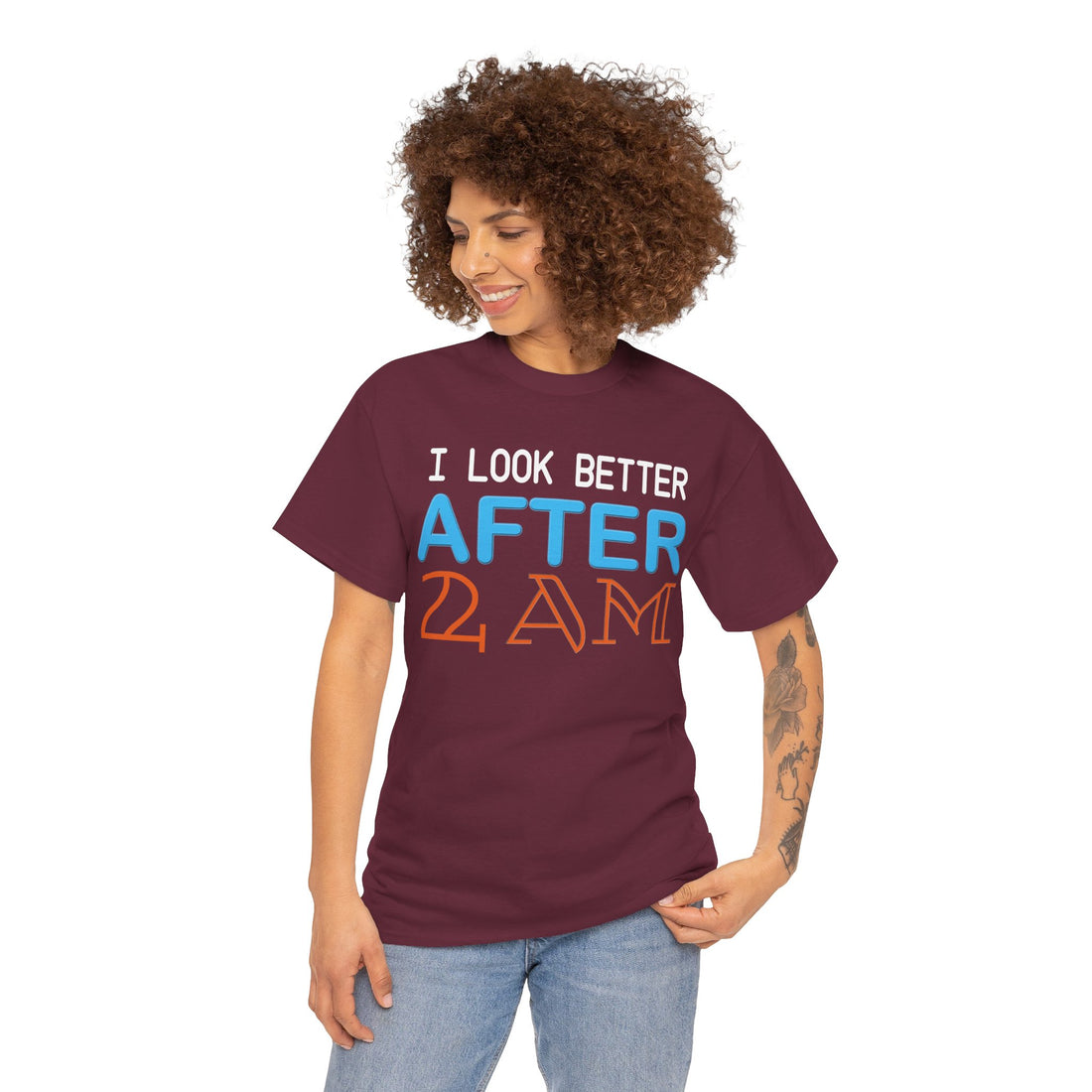 I Look Better After 2 AM Unisex Heavy Cotton Tee