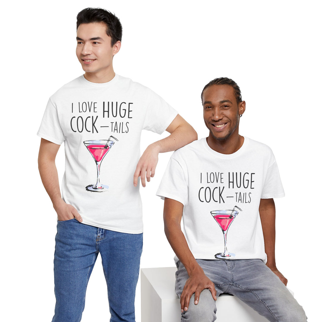 I Love Huge Cock Tails Unisex Heavy Cotton Tee