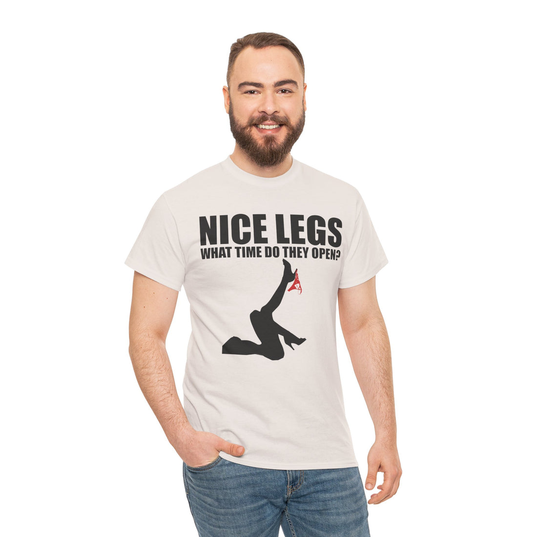 Nice Legs What Time Do They Open? Unisex Heavy Cotton Tee