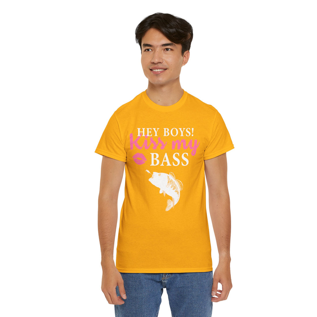 Hey Boys Kiss My Bass Unisex Heavy Cotton Tee