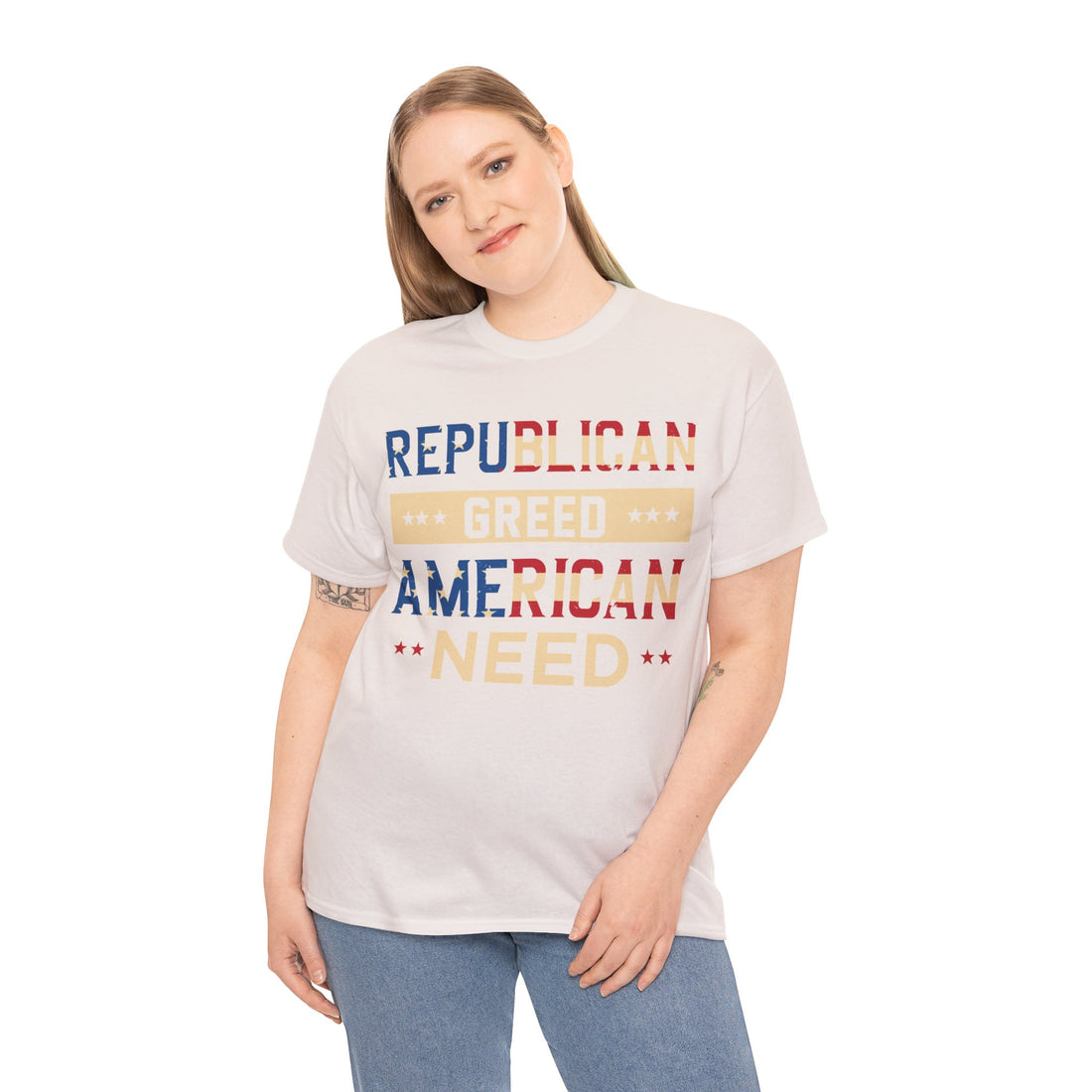 Republican Greed American Need Unisex Heavy Cotton Tee