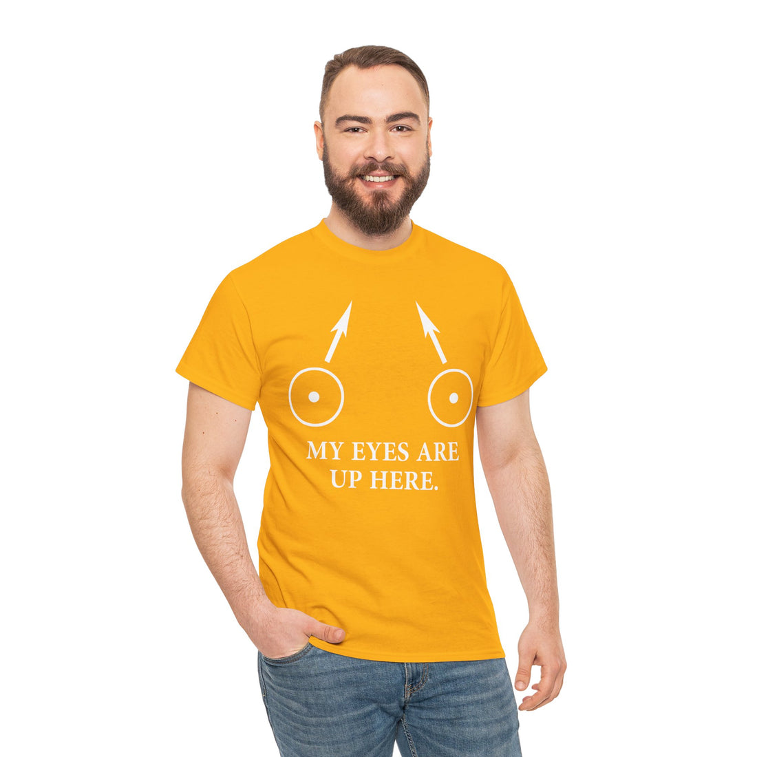 My Eyes Are Up Here Unisex Heavy Cotton Tee