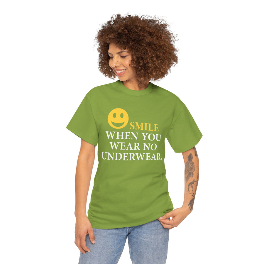 Smile When You Wear No Underwear Unisex Heavy Cotton Tee