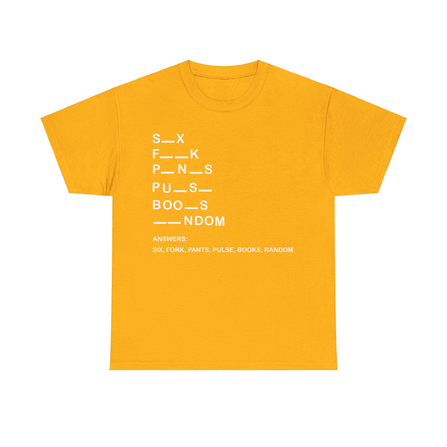 Six, Fork, Pants, Pulse, Book, Random, Unisex Heavy Cotton Tee