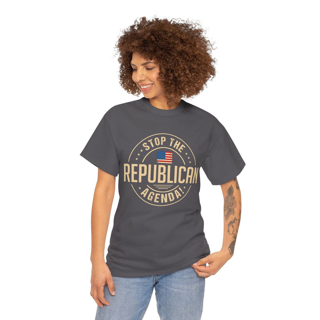 Stop The Republican Agenda! Unisex Heavy Cotton Tee