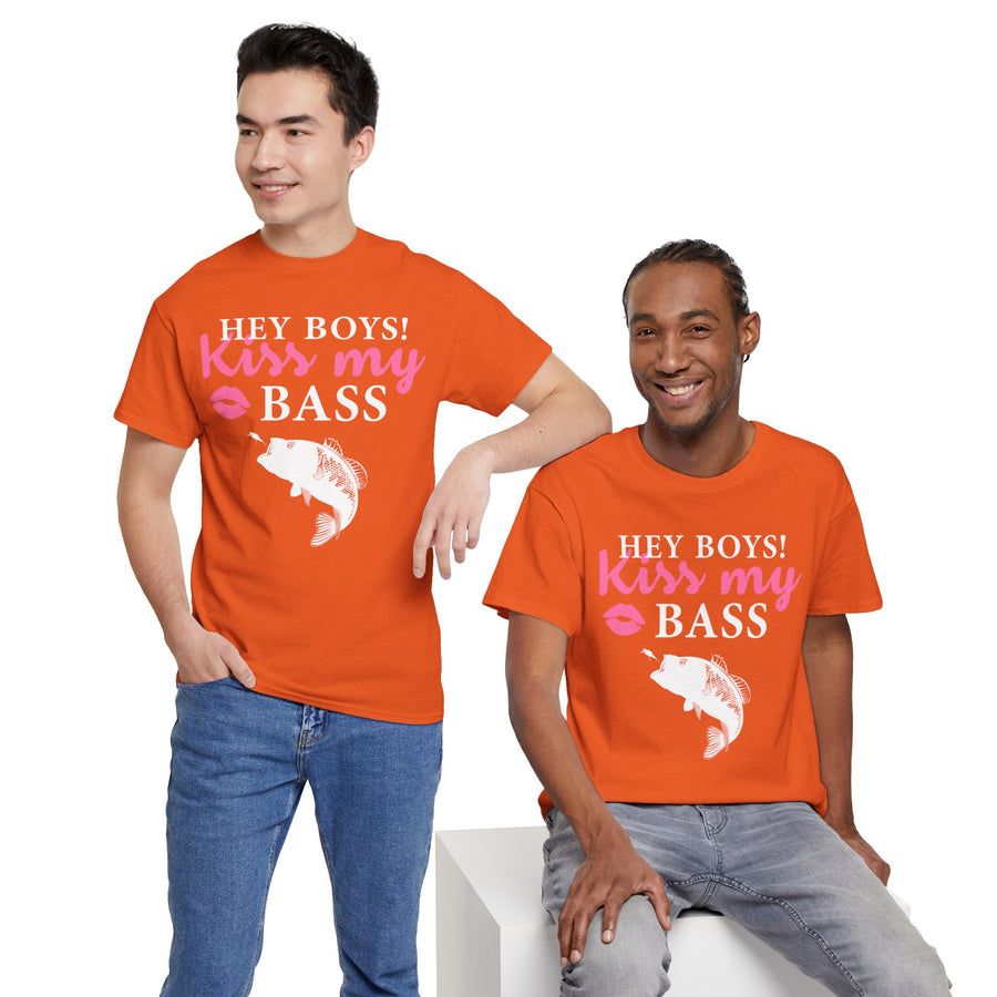 Hey Boys Kiss My Bass Unisex Heavy Cotton Tee