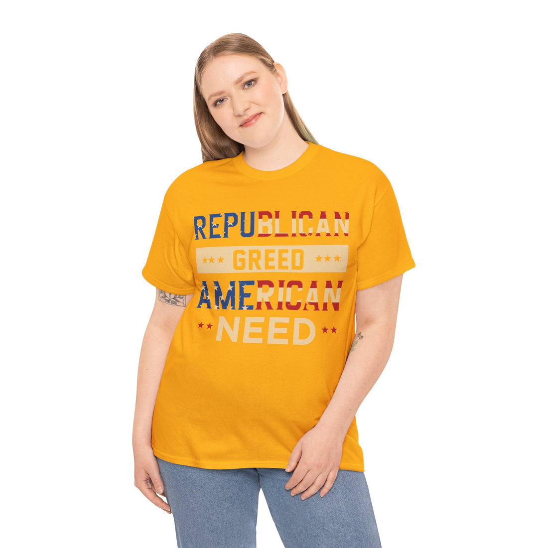 Republican Greed American Need Unisex Heavy Cotton Tee