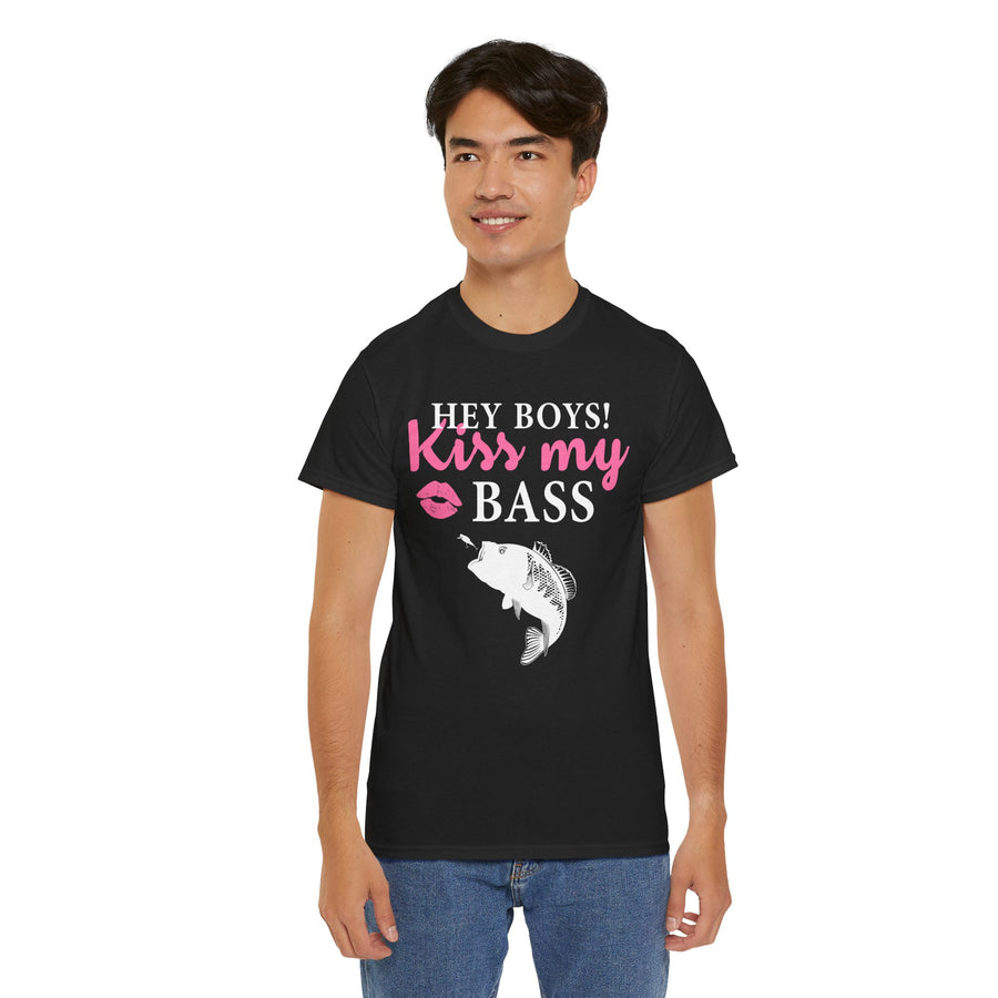 Hey Boys Kiss My Bass Unisex Heavy Cotton Tee