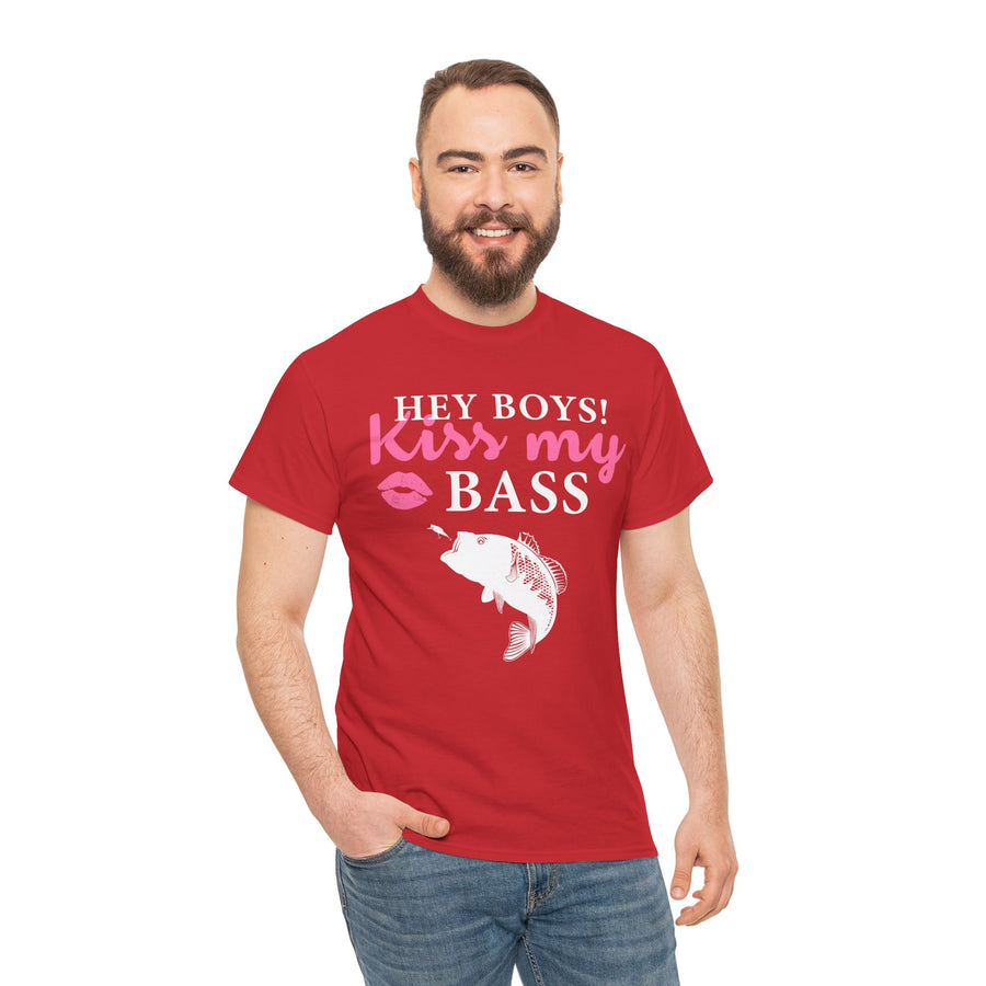 Hey Boys Kiss My Bass Unisex Heavy Cotton Tee