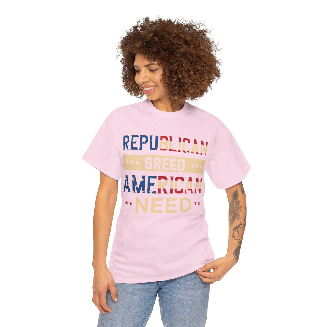 Republican Greed American Need Unisex Heavy Cotton Tee