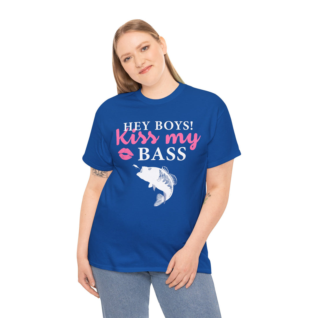 Hey Boys Kiss My Bass Unisex Heavy Cotton Tee