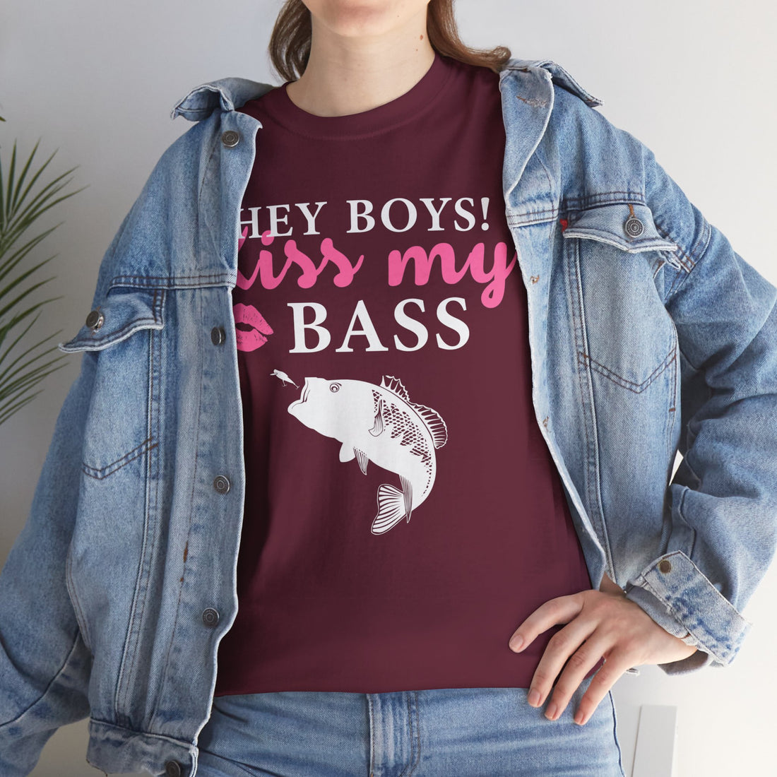 Hey Boys Kiss My Bass Unisex Heavy Cotton Tee