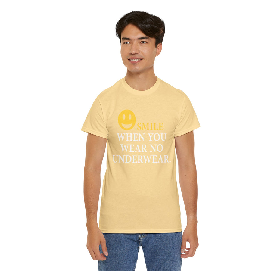 Smile When You Wear No Underwear Unisex Heavy Cotton Tee