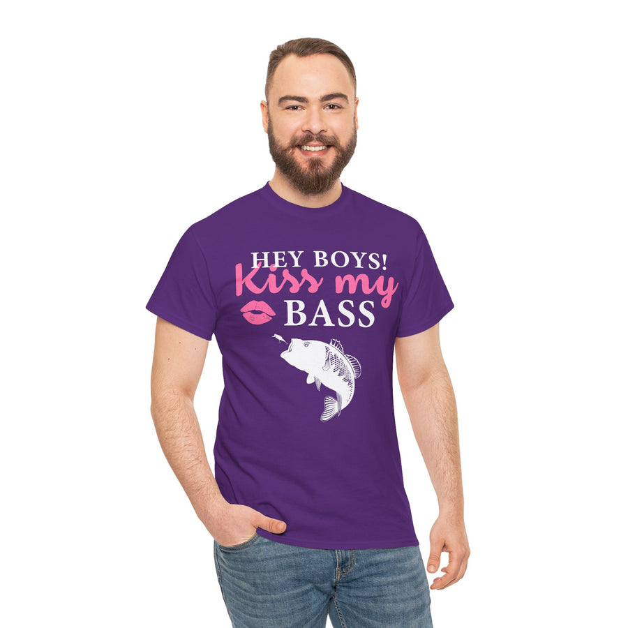 Hey Boys Kiss My Bass Unisex Heavy Cotton Tee