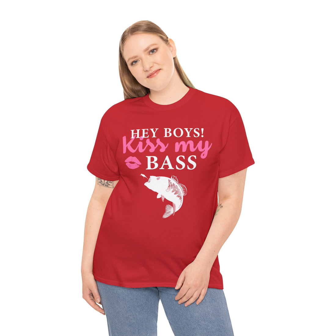 Hey Boys Kiss My Bass Unisex Heavy Cotton Tee