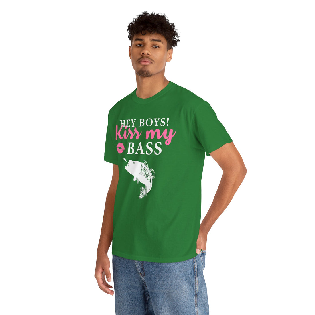 Hey Boys Kiss My Bass Unisex Heavy Cotton Tee