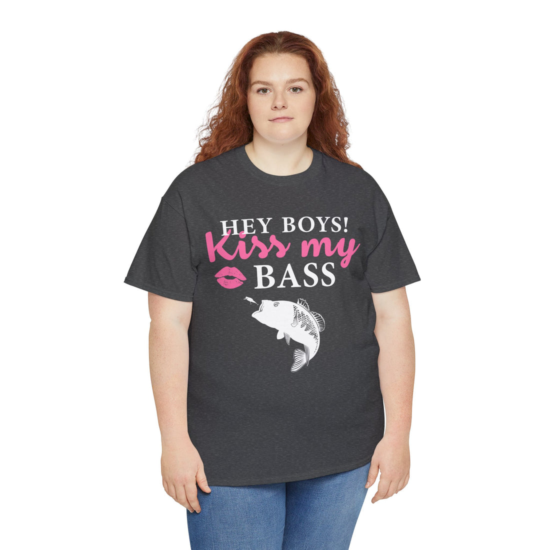 Hey Boys Kiss My Bass Unisex Heavy Cotton Tee