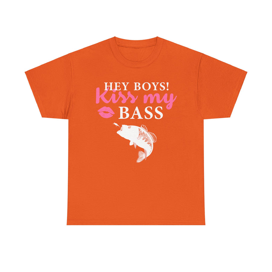 Hey Boys Kiss My Bass Unisex Heavy Cotton Tee