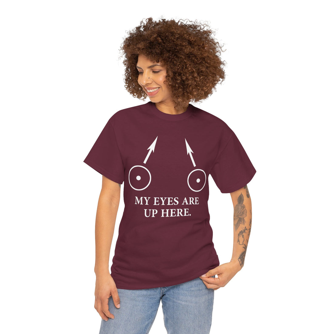 My Eyes Are Up Here Unisex Heavy Cotton Tee