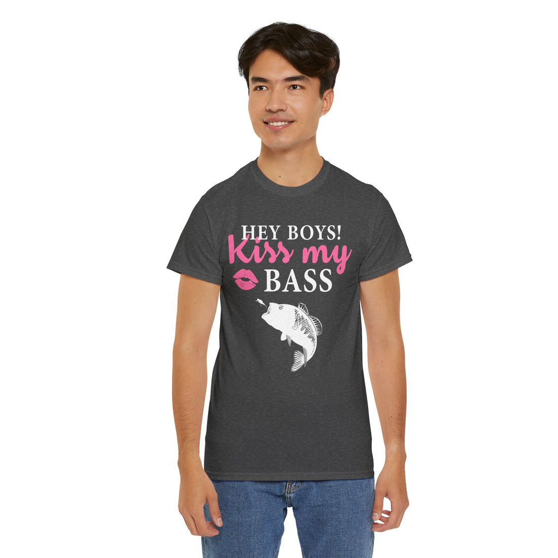 Hey Boys Kiss My Bass Unisex Heavy Cotton Tee