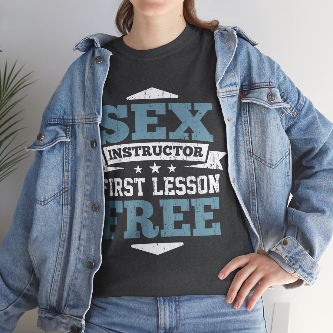 Sex Instructor First Lesson Free Unisex Heavy Cotton Tee