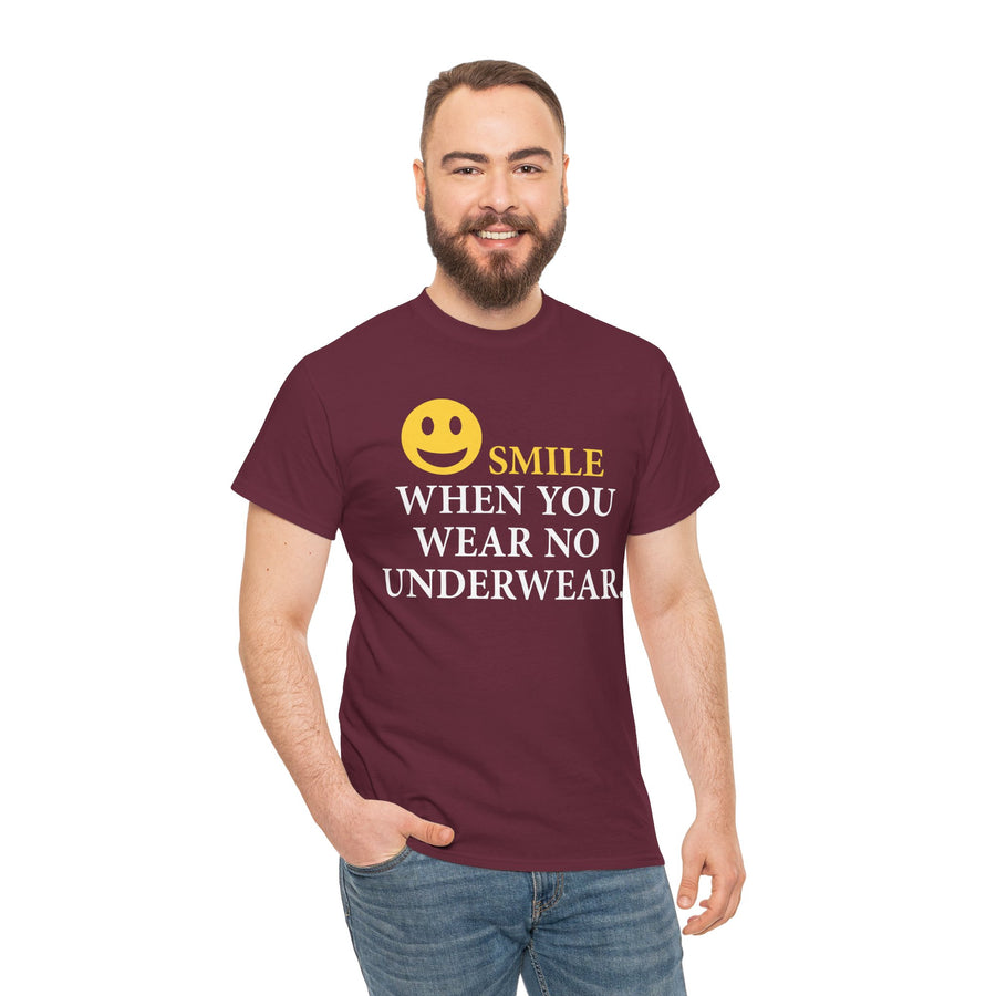 Smile When You Wear No Underwear Unisex Heavy Cotton Tee