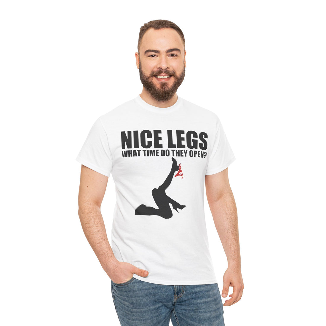 Nice Legs What Time Do They Open? Unisex Heavy Cotton Tee