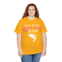 Hey Boys Kiss My Bass Unisex Heavy Cotton Tee