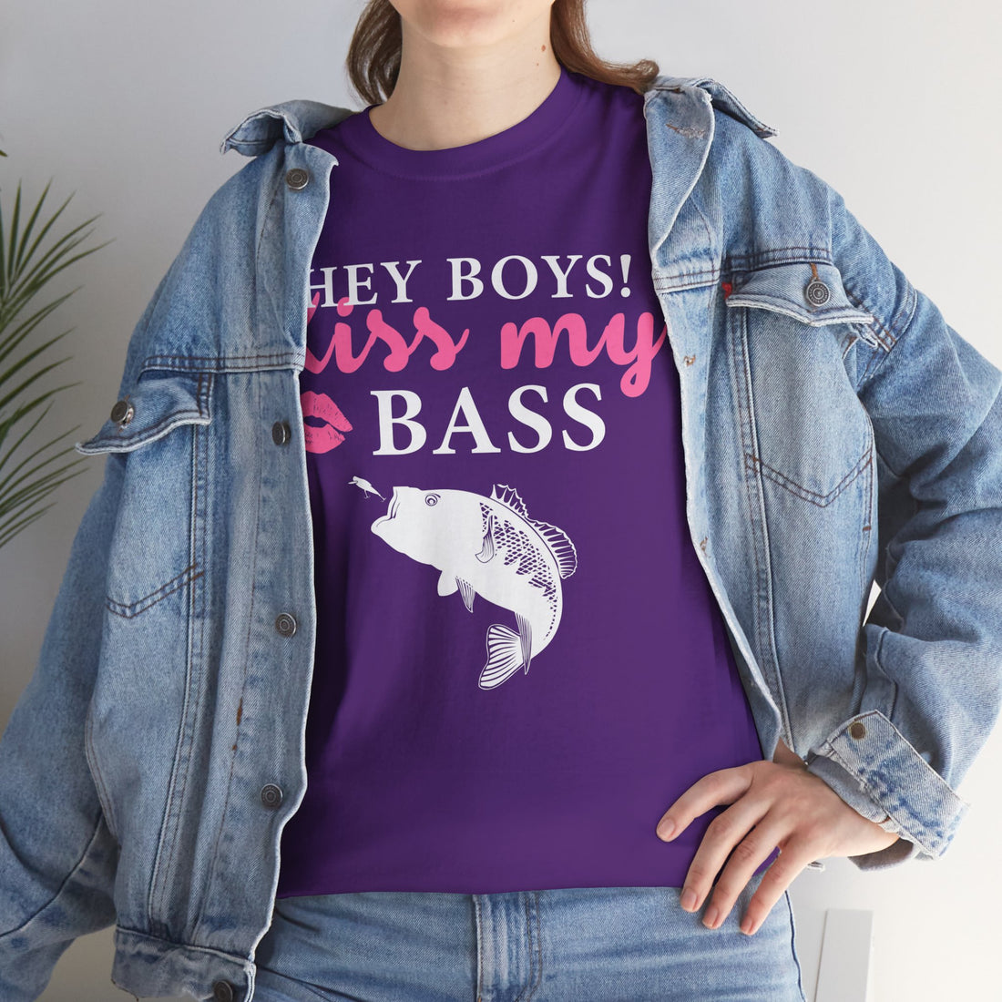 Hey Boys Kiss My Bass Unisex Heavy Cotton Tee