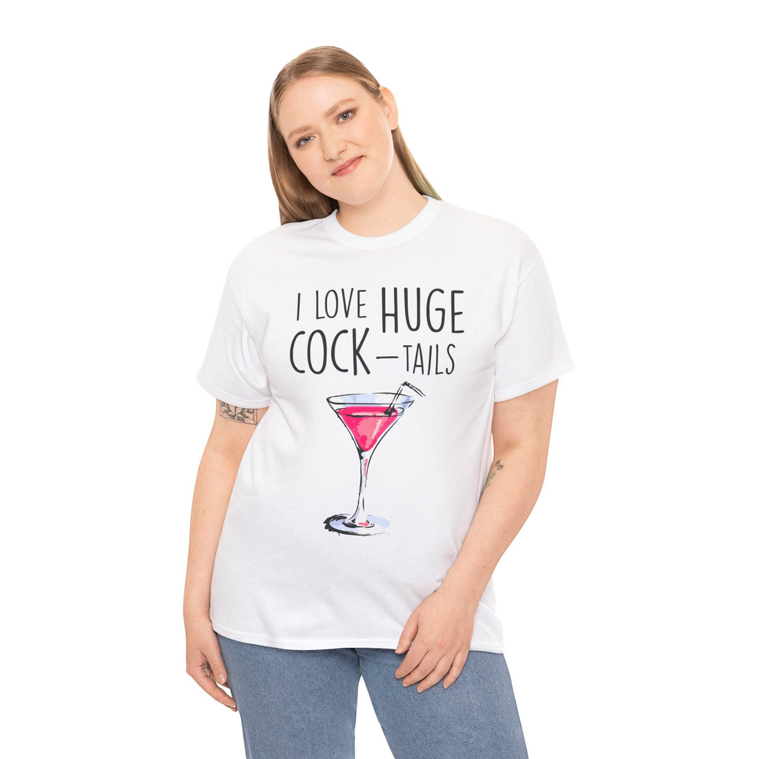 I Love Huge Cock Tails Unisex Heavy Cotton Tee