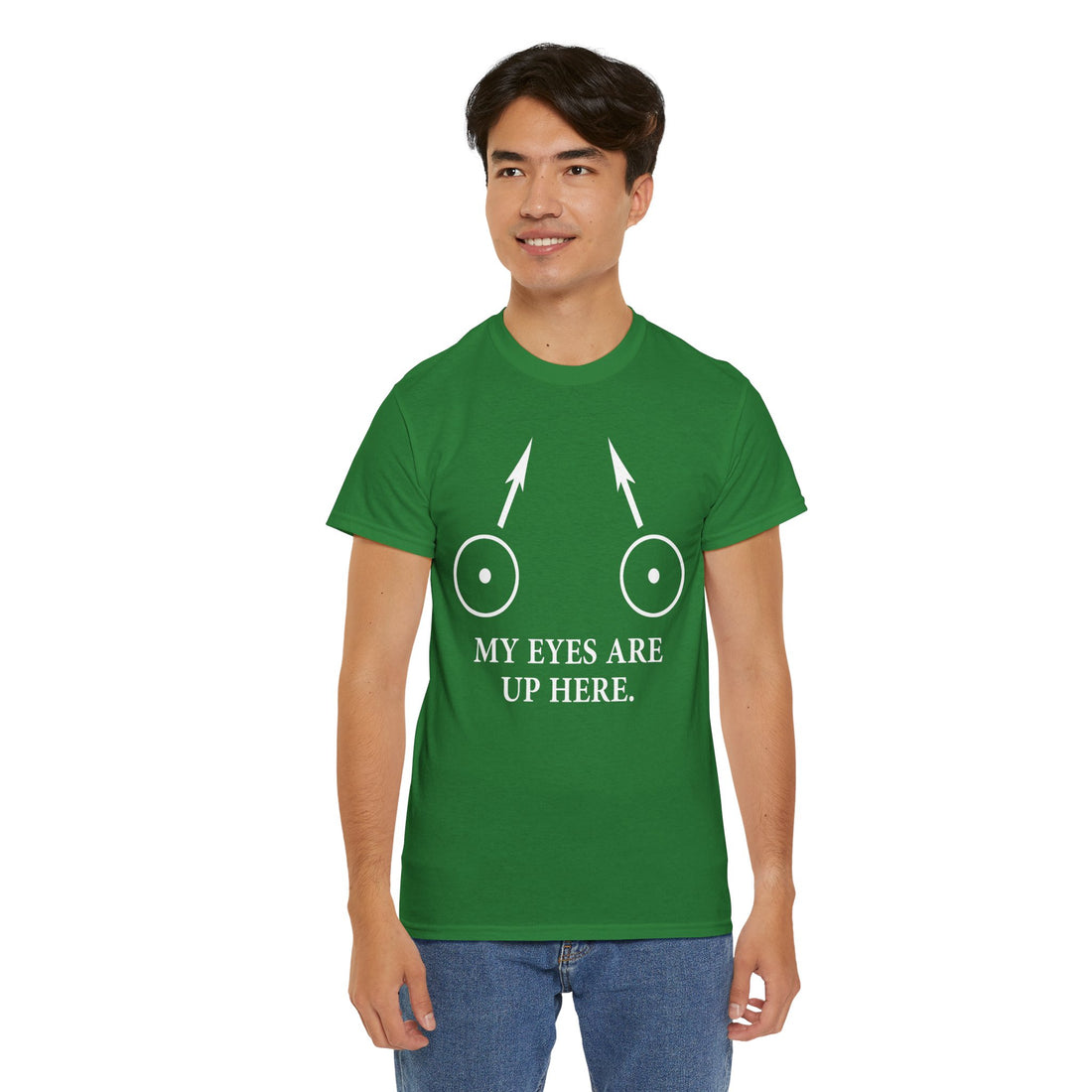 My Eyes Are Up Here Unisex Heavy Cotton Tee