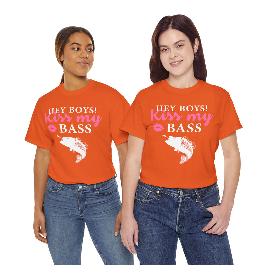 Hey Boys Kiss My Bass Unisex Heavy Cotton Tee