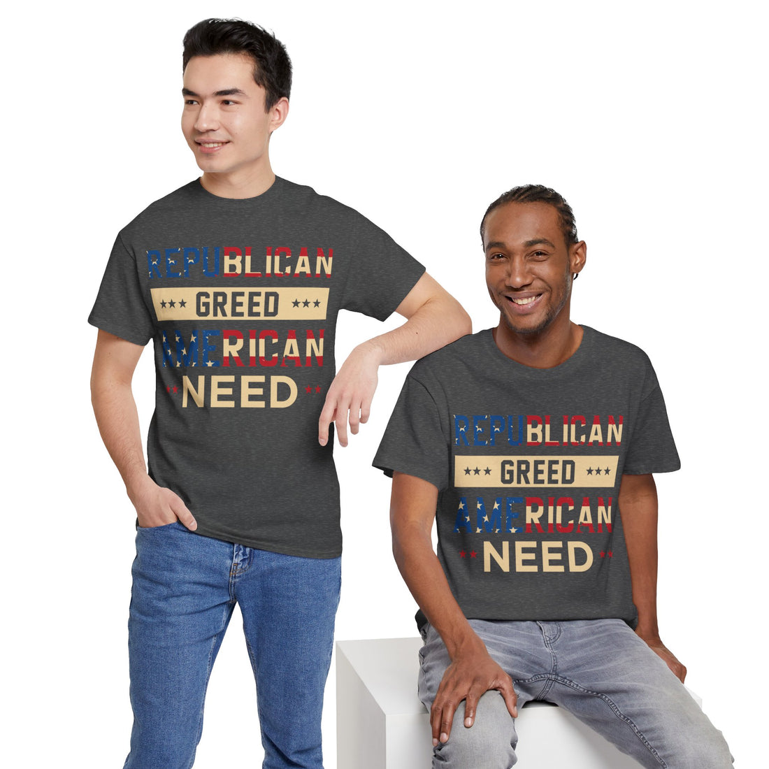 Republican Greed American Need Unisex Heavy Cotton Tee