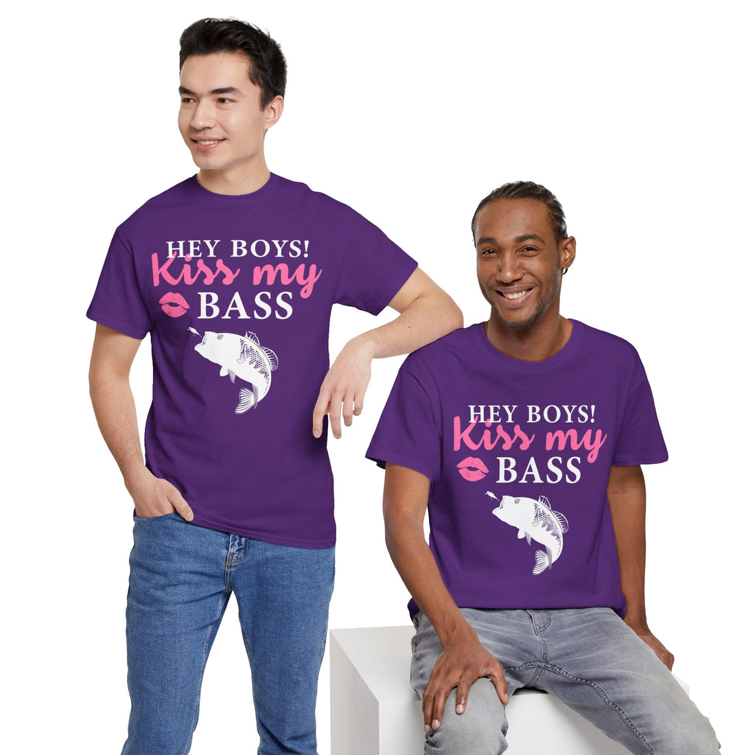 Hey Boys Kiss My Bass Unisex Heavy Cotton Tee