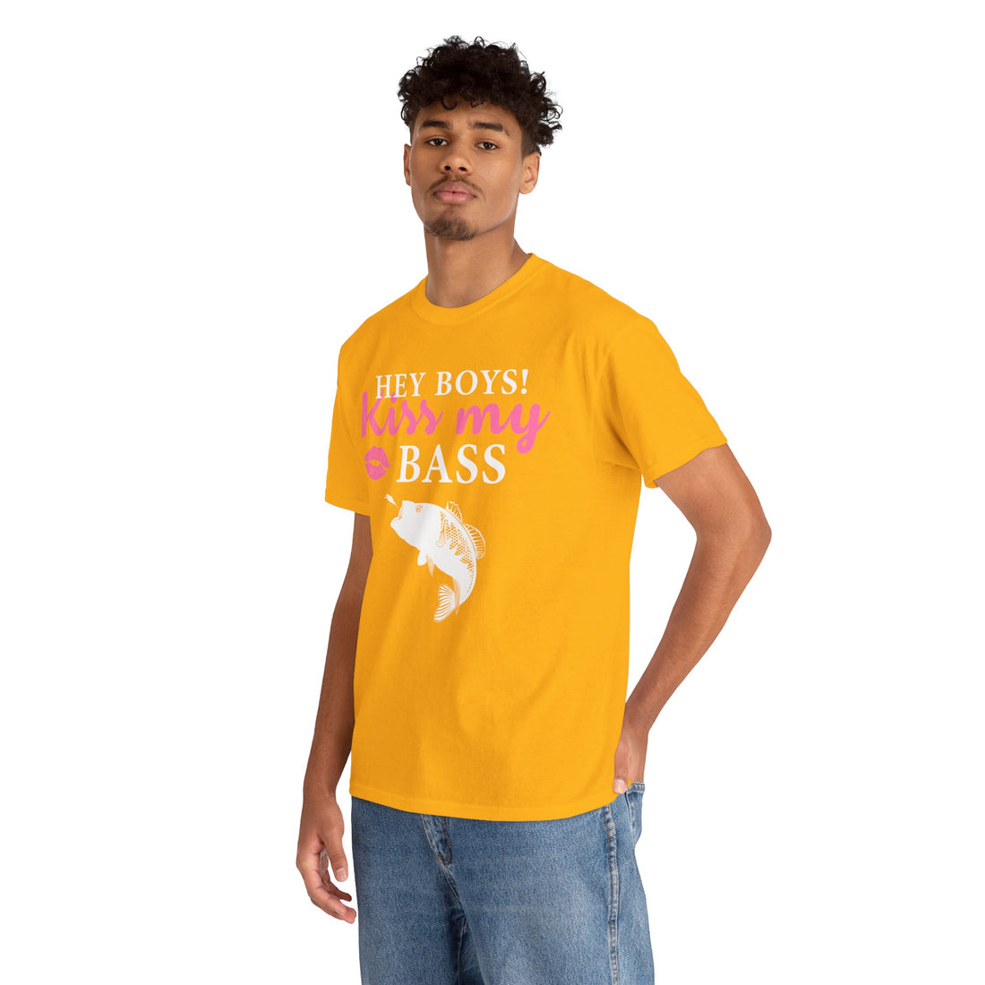 Hey Boys Kiss My Bass Unisex Heavy Cotton Tee