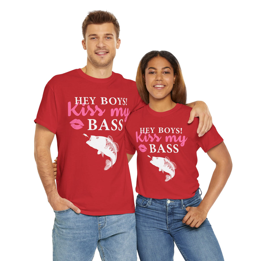 Hey Boys Kiss My Bass Unisex Heavy Cotton Tee