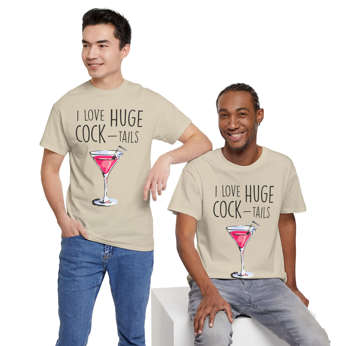 I Love Huge Cock Tails Unisex Heavy Cotton Tee